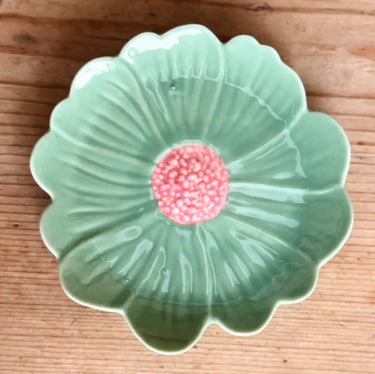 Flower Trinket Dish - Green with Pink Centre – High quality House of Dudley homewares